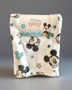NEW Disney Baby MICKEY MOUSE FACES White Super Soft Plush Baby Blanket 30" x 40" - Picture 1 of 4