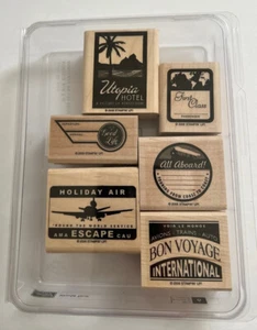 Stampin Up! World Tour Travel Stamp Set of 6 ~ Retro Style ~ Bon Voyage ~ Unused - Picture 1 of 2