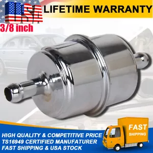 3/8" Universal Chrome Glass Fuel Filter 10mm For Petrol Diesel Inline Reusable - Bild 1 von 10