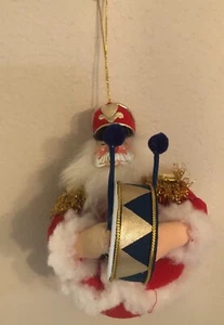 Vintage Santa Claus Ornament Playing Drum Handmade - Picture 1 of 8
