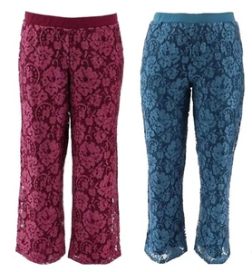 Linea Louis Dell'Olio Pull-On Lace Pants in Indigo or Boysenberry Sizes 8P-22W - Picture 1 of 4