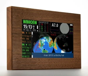 BASIC HFClock 9" LCD Touchscreen Unit with Raspberry Pi, Walnut Wood Frame, WiFi - Picture 1 of 12