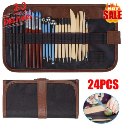 24 PCS Clay Sculpting Tools Art Pottery Polymer Ceramic Modeling Carving Kit UK