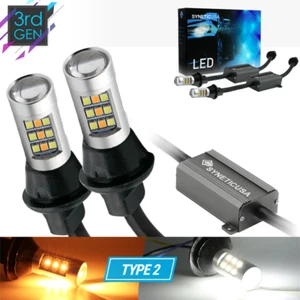 Error Free Type2 Switchback 1157 LED Turn Signal Parking Light Bulbs White/Amber - Picture 1 of 12