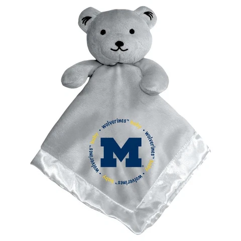 Michigan Wolverines Gray Security Bear Baby Blanket [NEW] Plush Teddy Stuffed Cover