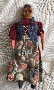 Muñeca Poppet mujer indígena Apalaches arte popular tela madera antigua rara - Imagen 1 de 8