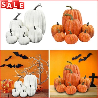 7Pcs Large Artificial Foam Pumpkin Simulation Props Halloween Decorations Party.