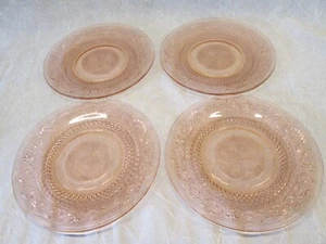 Set 4 Tiara PINK Sandwich Indiana Glass 10" Round DINNER PLATES - Picture 1 of 6