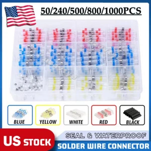 50/1000Pcs Solderstick Heat Shrink Seal Butt Terminals Solder Wire Connectors US - Picture 1 of 38
