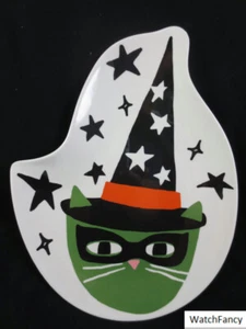NEW Retro Kitty Cat Witch Melamine Vintage Style Halloween Plate Hyde Eek - Picture 1 of 1