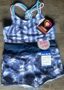 Laguna Girls Blue Tie Dye Peace Sign Tankini Crisscross Swimming Suit Swim 2 Pc - Picture 1 of 9