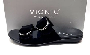Vionic Corlee Black Suede Sandals UK 5.5 New Wide Fit Orthotics EU 38.5 - Imagen 1 de 6