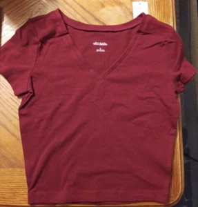 Wild Fable Size Girls Small Berry Maroon Short Sleeve Cotton Blend NWT 17" Long - Picture 1 of 9