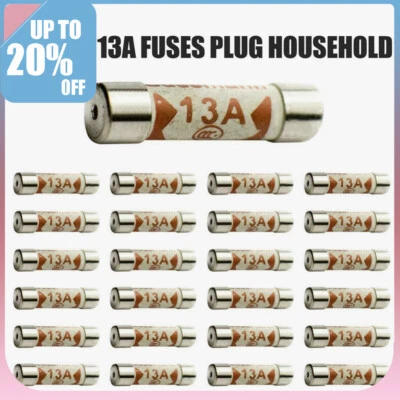 1-100x13A Domestic Fuses Plug Top Household Mains 13amp Cartridge Fuse UK seller