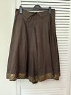 Gap Linen Brown Skirt With Metal Sequin Circle Hem Embellished Design Size 12