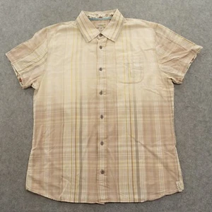 Buffalo David Bitton Shirt Mens Large Beige Plaid Button Up Short Sleeve - Picture 1 of 13