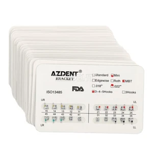 10Pack AZDENT Dental Orthodontics Metal Brackets Mini MBT Slot 0.022 Hooks 3-4-5 - Picture 1 of 15
