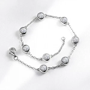 1ct Tennis Bracelet Silver Diamond Test Pass Lab-Created VVS1/D/Excellent - Picture 1 of 8
