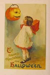 ca. 1910 embossed Halloween Postcard: The Highest Expectations for Halloween - Picture 1 of 2