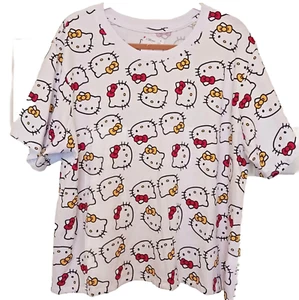 Hello Kitty T-shirt Size 3X Cropped White 100% Cotton Girls Women Free Shipping - Picture 1 of 4