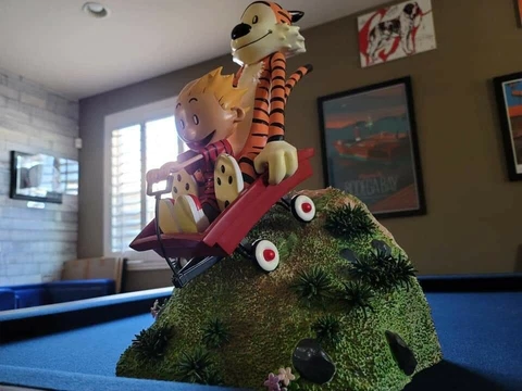 Calvin And Hobbes The Hill Custom Fan Art Resin Statue Rare Previously Displayed Cover