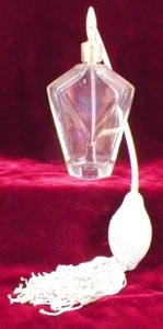 Art Glass Perfume Bottle Clear Iridescent Pink Atomizer Made France #20 - Picture 1 of 8