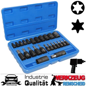 25-tlg Torx Kraft Stecknuss Steckschlüssel T-Profil T8 - T60 / E-Profil E4 - E22 - Bild 1 von 5