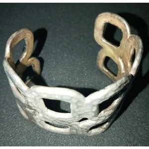  Wide Silvertone Cuff Bracelet  - Picture 1 of 4