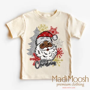 Black Santa Merry Christmas Shirt - Christmas Tee - Picture 1 of 6