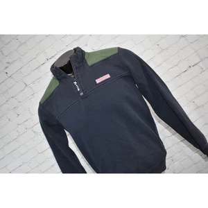 Vineyard Vines Sweater Pullover Golf 1/4 Zip Mens Size XS Blue Green Cotton - Picture 1 of 10