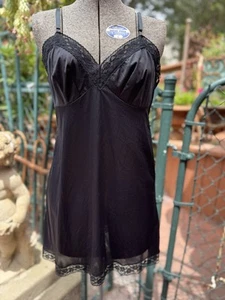 Vestido Completo SHINY Vintage Trashy Líquido Nylon Deslizable Vestido de Encaje 36 - Imagen 1 de 7