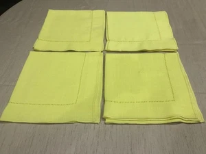 NEW SET OF 4 CANARY YELLOW 100% LINEN SQUARE 16" TABLE NAPKINS - Picture 1 of 6