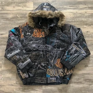 Vintage 90s Scarface All Over Print Aop Leather Bomber Jacket Size 3XL - Picture 1 of 6