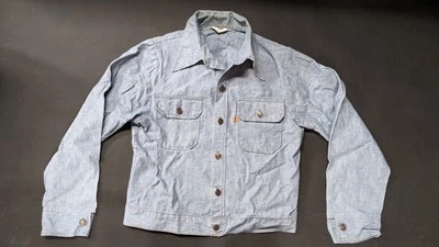 CHAQUETA CAMISA VINTAGE LEVIS NARANJA LENGÜETA AZUL CLARO DENIM METAL BOTÓN AÑOS 70 Foto 1 de 4