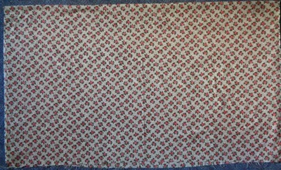 TAN FABRIC WITH PINK ROSES AND GREEN LEAVES 43" X 52" - Image 1 of 2