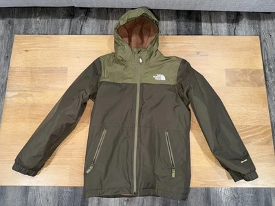Boys Youth L 14-16 The North Face Dryvent Fleece Lined Hooded Jacket Army Green - Image 1 of 4