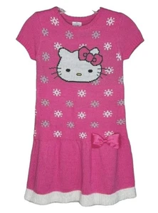 Girls Sz XS (4/5) Pink HELLO KITTY Knee Length Lightweight Sweater Dress - Picture 1 of 4