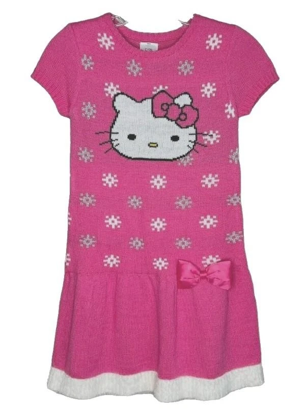 Niñas Talla XS (4/5) Rosa HELLO KITTY Hasta la Rodilla Ligero Suéter Vestido Foto 1 de 4