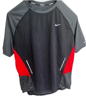 Nike Dri Fit Camisa para Correr Para Hombres Talla L Negra Correr Entrenamiento Gimnasio Caminar Roja Reflectante Foto 1 de 4