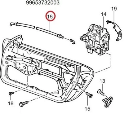 Cable de bloqueo de puerta izquierdo o derecho Porsche 911 Boxster 1997-05 genuino 99653732003 Foto 1 de 2