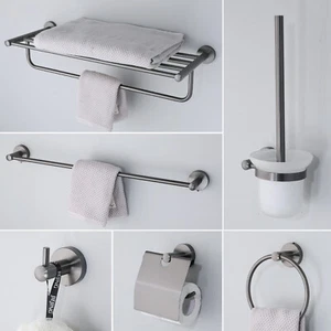Bathroom Gun Metal Towel Rack/Toilet Holder/Shelf/Hook Wall Mount Accessories - Picture 1 of 52