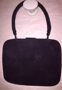 pre-loved authentic PRADA gray suede WRISTLET evening bag Purse $1400