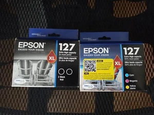 2024-25 Genuine Set 5 Epson #127 Ink Black T127 WorkForce 545 645 845 WF-3520 - Picture 1 of 1