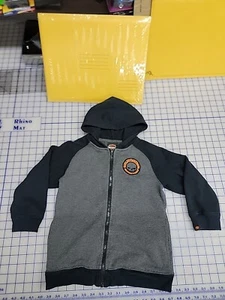 Harley Davidson Youth Size 6 Zip Up Hooded Sweatshirt Stone Wash Black/Grey - Picture 1 of 7
