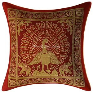 Brocade Jacquard Handwoven Pillow Cases Floor Peacock Home Cushion Cover - Picture 1 of 5