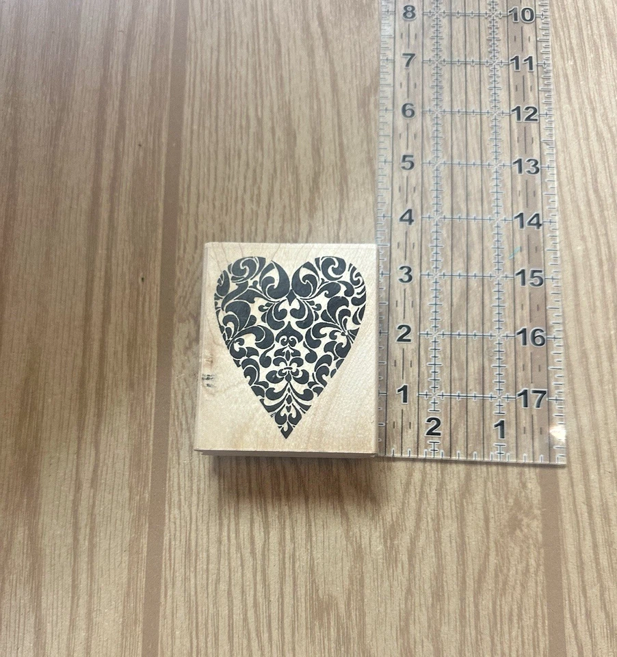 Stampendous 2007 Wooden Rubber Stamps #v143 Ornate Heart - Image 1 of 4