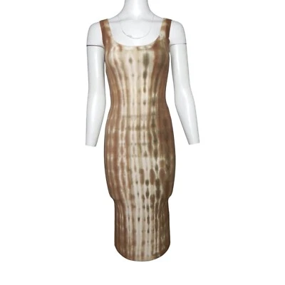 COTTON CITIZEN Ribbed Tank Dress Size XS Tie Dye VERONA Midi Beige Brown NWT - Image 1 of 4