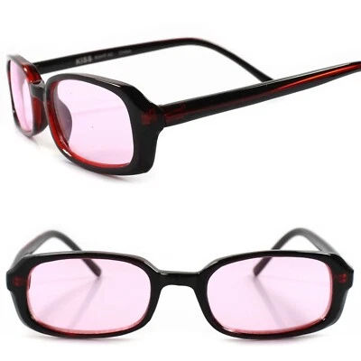 经典真复古复古 80 年代 90 年代城市时尚粉色镜片矩形太阳镜 — 第 1/4 张图片