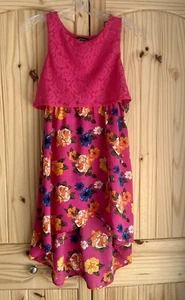 GIRLS DRESS FLORAL W/ PINK LACE SIZE L - Picture 1 of 3