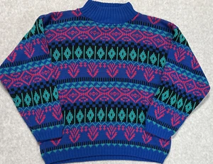 Vintage 90s Aderro Knits Sweater Womens Large Vibrant Colorful - Picture 1 of 9